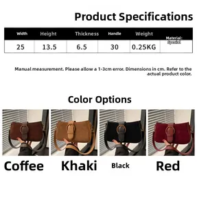 Paramètres de taille détaillés et options de couleur pour le sac baguette vintage