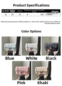 Guide des tailles et dimensions du sac bandoulière matelassé en similicuir avec couleurs