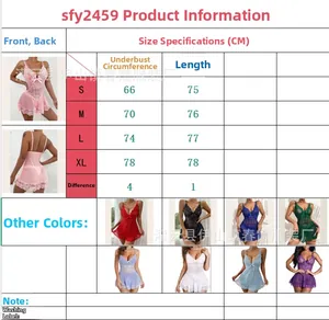 Size chart for lace chemise showing measurements for S to XL in centimeters
