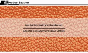 Macro shot of orange lychee grain genuine leather texture with high quality finish