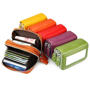 Porte-cartes en cuir à double zip avec protection RFID et compartiment accordéon en 5 coloris