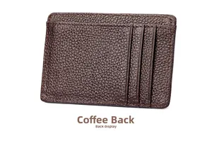 Retro del porta carte in pelle marrone caffè con protezione RFID e tre slot per carte
