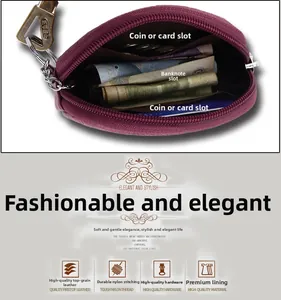 Detail of burgundy genuine leather mini wallet with durable stitching and hardware