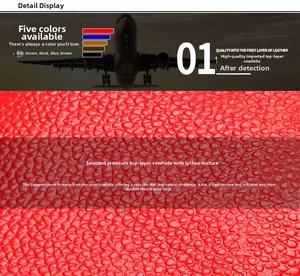 Détail macro du cuir véritable rouge grainé pour protège-passeport multifonctionnel