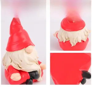 Detailed multi-angle view of red and white sitting Christmas gnome figurine craft