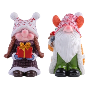Zweiteiliges Set Weihnachts-Wichtel aus Harz mit Stricktextur für die Tischdekoration