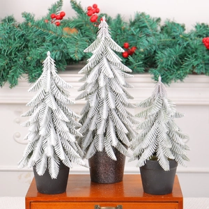 Lot de 3 mini sapins de Noël artificiels enneigés avec baies rouges pour décoration