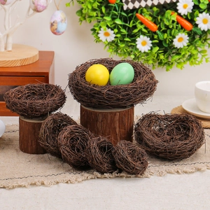 Natural Withered Branch Vine Woven Bird Nest Easter Simulation Birdnest Decoration For Garden Yard DIY Party Home Decor