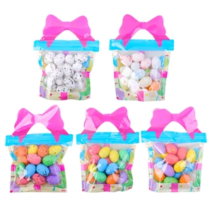 Cinq sacs d'œufs de Pâques colorés en mousse pour guirlandes DIY et décorations de fête