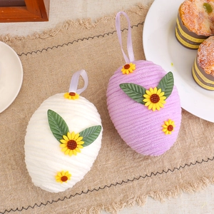 Easter plush egg hanging ornaments with corduroy texture and sunflower decorations