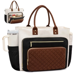 Women Work Handbag Large Capacity Laptop Tote Bag Urban Simple Quilted Polyester Briefcase For Travel Commute Office