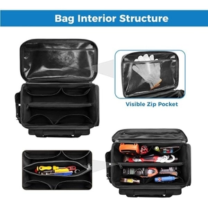 Portable heavy duty oxford cloth tool bag with multi-pocket interior storage structure