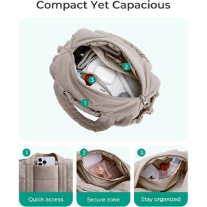 Sac bandoulière matelassé avec sangle amovible et compartiments organisés en abricot