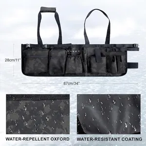 Waterproof camo fishing bucket bag with rod holders and multiple storage pockets