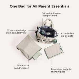 Sac à dos à langer imperméable avec housse pour ordinateur 14 pouces et tapis de change