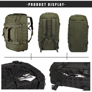 Tactical gym backpack with MOLLE system in army green and black colors