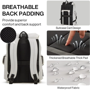 Multifunctional laptop backpack with breathable back padding and luggage strap