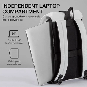 Large multifunctional travel laptop backpack in black and white for 16 inch computers