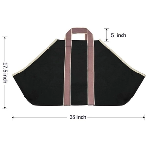 Large heavy duty canvas firewood carrier bag with 36 inch width dimensions and handles