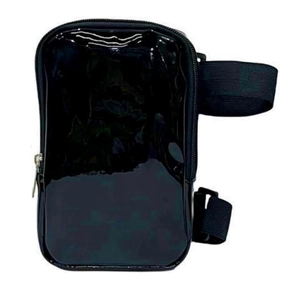 Holographic black thigh bag with adjustable strap and waterproof zipper closure for hiking