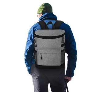 Insulated waterproof cooler backpack for 30 cans, grey outdoor hiking and camping bag