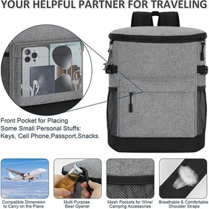 Waterproof insulated cooler backpack for hiking with padded straps and bottle opener