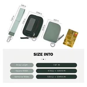 Porte-monnaie 2-en-1 en nylon imperméable avec porte-cartes et tableau des tailles