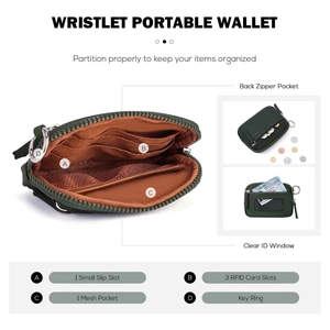 Mini pochette en nylon imperméable pour femme avec protection RFID et porte-cartes