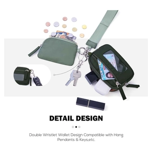 Pochette en nylon imperméable avec porte-monnaie vert et porte-cartes pour essentiels