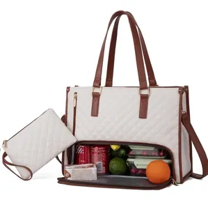 Detail view of the insulated bottom compartment for food and drinks storage