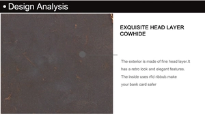 Macro detail of dark brown crazy horse leather texture with RFID blocking feature