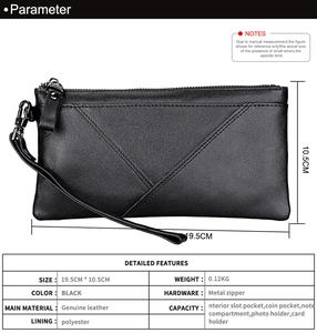 Internal structure of black genuine leather RFID wallet showing multiple card slots