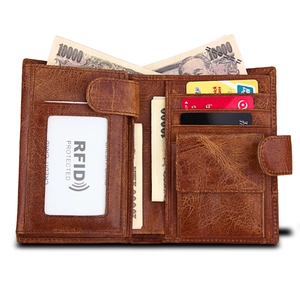 Vintage Herrenbrieftasche aus echtem Leder mit RFID-Schutz und Münzfach in Braun