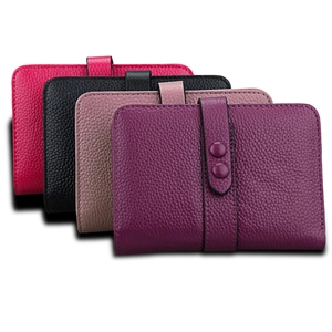 Portefeuilles femme en cuir RFID à motif litchi, disponibles en quatre coloris