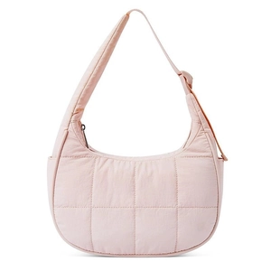 Quilted Nylon Puffer Shoulder Bag Crescent Underarm Hobo Bag Lightweight Daily Casual Handbag For Women