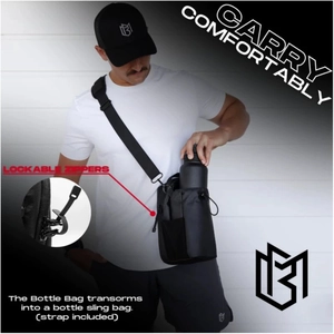 Detail showing high-density magnetic water bottle bag with anti-theft locking zipper