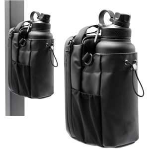 Magnetic Large Capacity Water Bottle Bag For Gym Fitness Nylon Crossbody Sling With Adjustable Strap And Lockable Zipper
