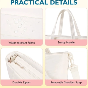 Sac à langer matelassé avec tissu imperméable, poignées et bandoulière amovible