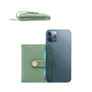 Pale green bifold wallet with RFID blocking, snap closure and card slots comparison