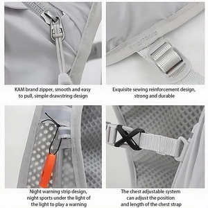 Ultralight running vest with KAM zippers, reflective whistle, and breathable mesh fabric