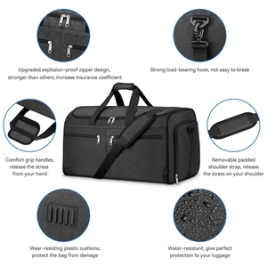 Large capacity grey travel duffel bag with waterproof fabric and reinforced shoulder straps
