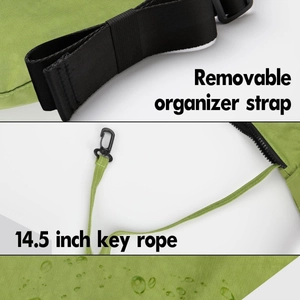 Waterproof crossbody bag with removable strap and internal 14.5 inch key rope