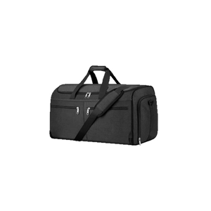 Deep grey large capacity travel garment bag with shoe compartment and adjustable shoulder strap