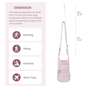 Pink hiking water bottle crossbody bag with adjustable strap for sports and travel