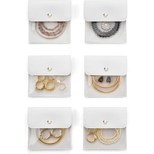 Portable Jewelry Storage Pouches Mini Travel Jewelry Bags With Transparent Window Snap Closure For Necklace Earring Ring Watch Pouch Organizer