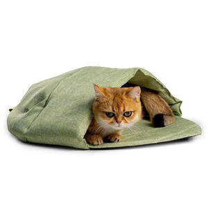 Bladvormig Kattenbed Grot Zacht Wasbaar Polyester Warm Huisdier Slaapzak Voor Binnen Kleine Katten Kittens Honden Nest
