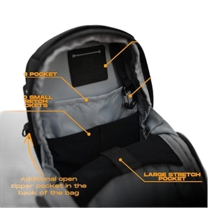 Waterproof fitness bag with internal stretch pockets and organized compartments