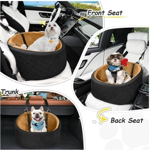 Quilted pet car seat for front and back seats, suitable for small dogs like maltese