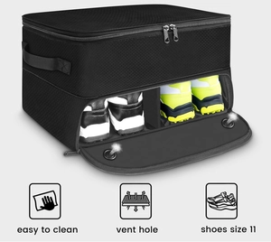 Detail showing the metal vent holes and breathable honeycomb texture of golf shoe bag