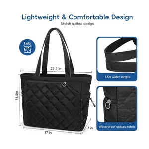 Quilted waterproof tennis tote bag for men and women with specific size measurements